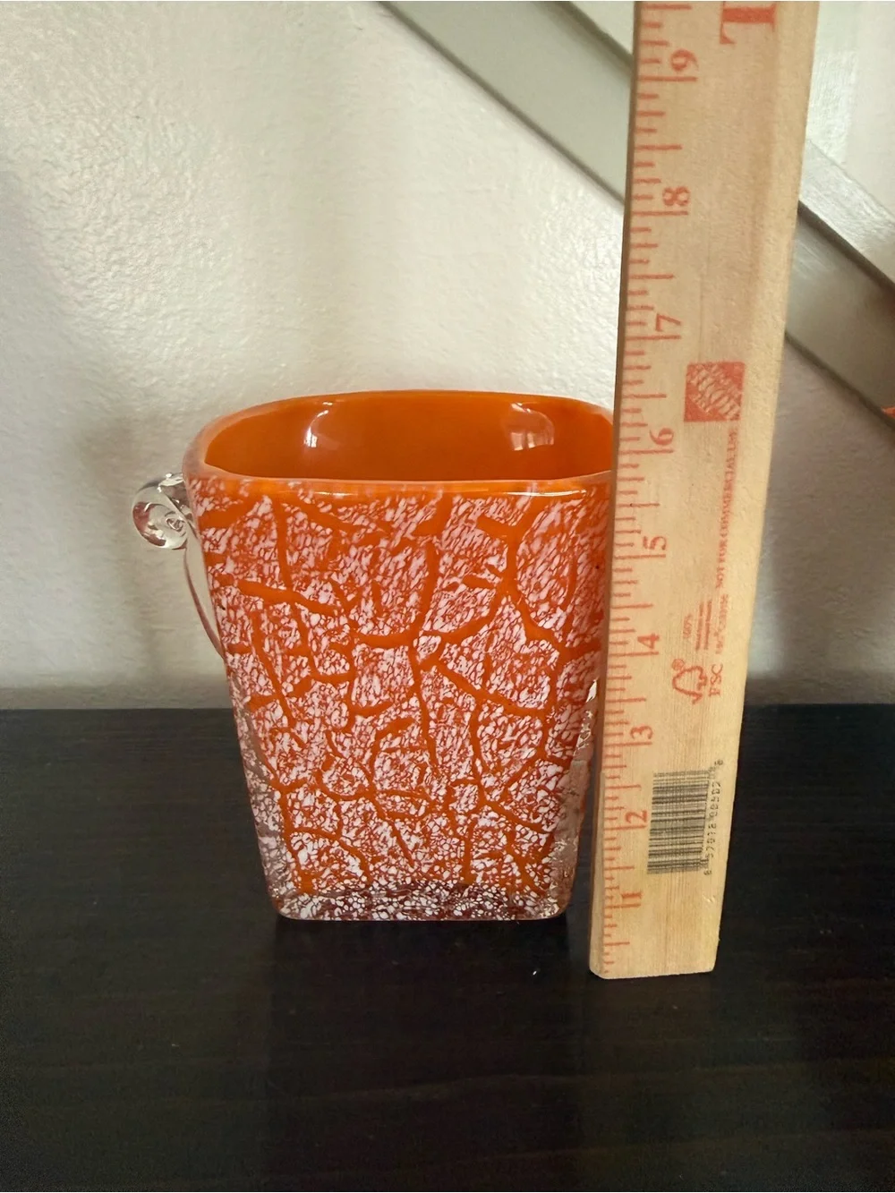Orange Art Glass Decorative Vase